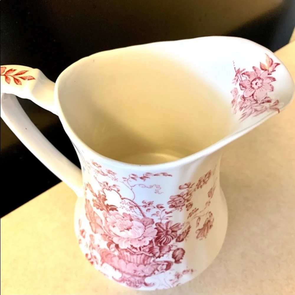 Charlotte Staffordshire Pitcher Red & White Porcelain China